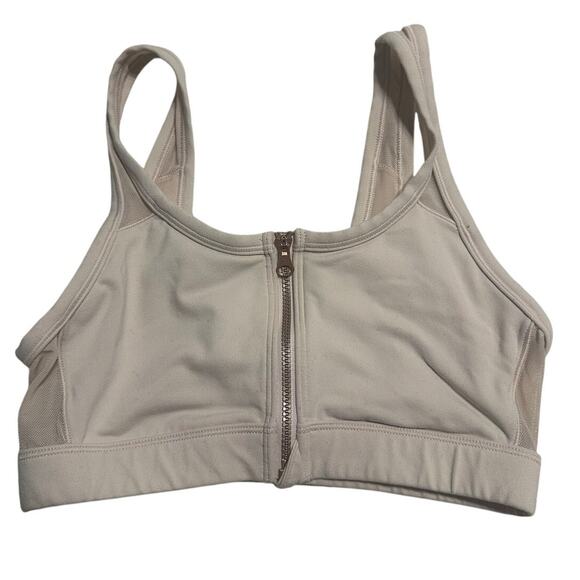 Aerie Front Zip Sports Bra Size Small Workout Neutral Blush Pink Athletic Active - Picture 1 of 4